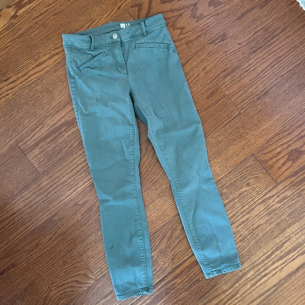 GAP Skinny Ankle Twill Casual Pants Size 6 Army Green Business Casual - Picture 2 of 8
